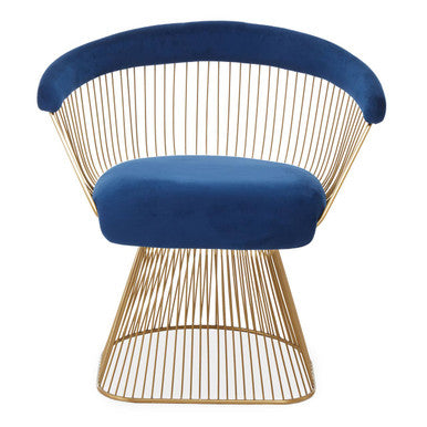 Anzio Navy Blue Velvet And Brushed Gold Chair - PN Home