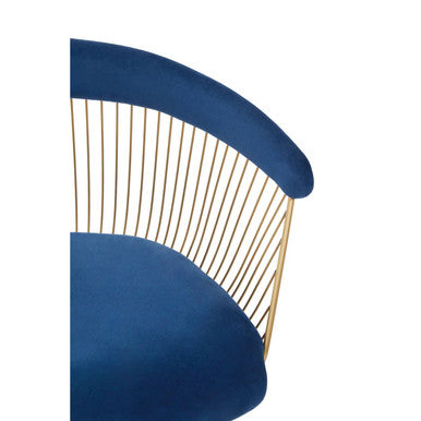 Anzio Navy Blue Velvet And Brushed Gold Chair - PN Home