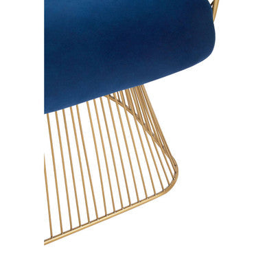 Anzio Navy Blue Velvet And Brushed Gold Chair - PN Home