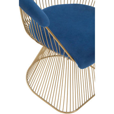 Anzio Navy Blue Velvet And Brushed Gold Chair - PN Home