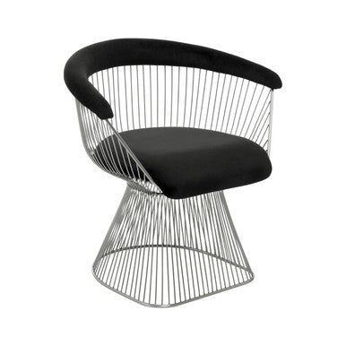 Anzio Black Velvet And Brushed Silver Chair - PN Home