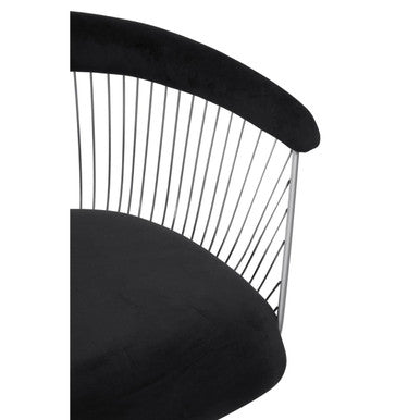 Anzio Black Velvet And Brushed Silver Chair - PN Home