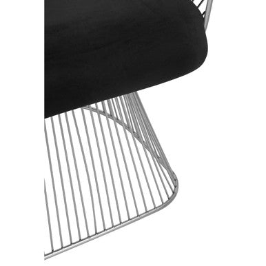 Anzio Black Velvet And Brushed Silver Chair - PN Home
