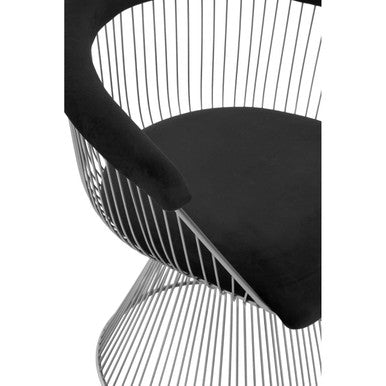 Anzio Black Velvet And Brushed Silver Chair - PN Home