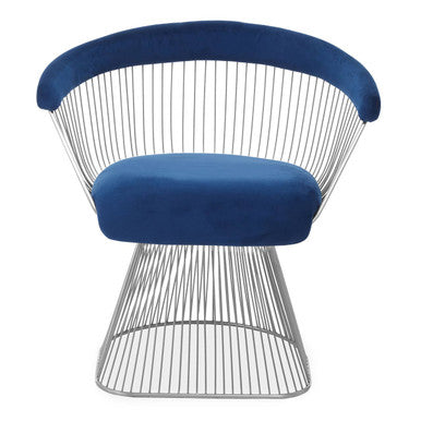 Anzio Navy Blue Velvet And Brushed Silver Chair - PN Home