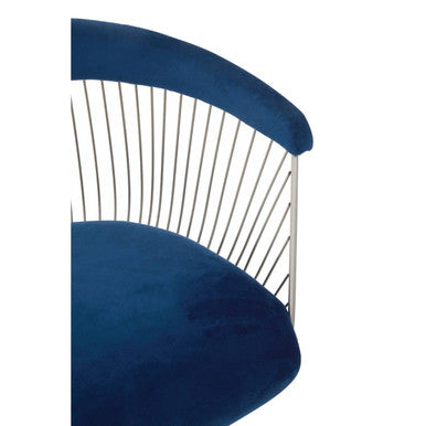 Anzio Navy Blue Velvet And Brushed Silver Chair - PN Home