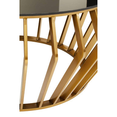 Ackley Gold Round Coffee Table with Black Glass - PN Home