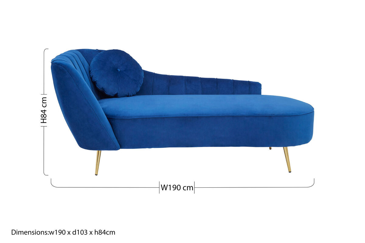 Felizia Midnight Blue Velvet Left Arm Chaise Longue - PN Home