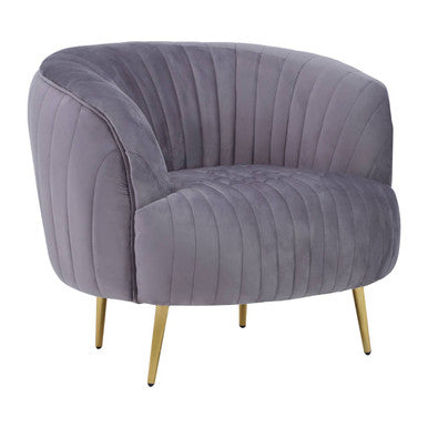 Florina Grey Velvet Chair With Gold Legs - PN Home