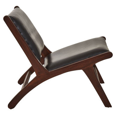 Inca Genuine Black Leather Lounge Chair - PN Home