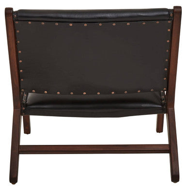 Inca Genuine Black Leather Lounge Chair - PN Home