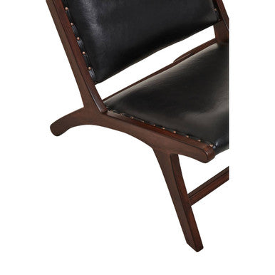 Inca Genuine Black Leather Lounge Chair - PN Home