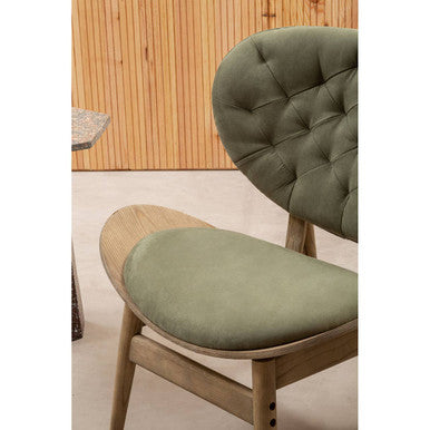 Vinsi Green Velvet Chair with Grey Elm