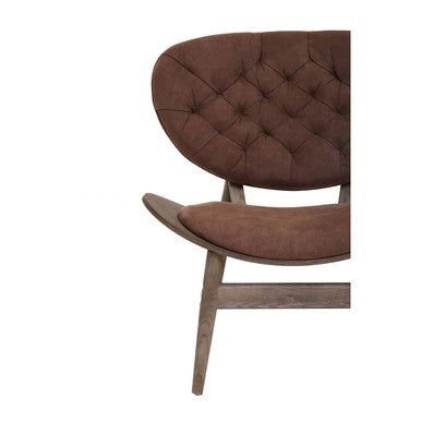Vinsi Brown Velvet Chair with Dark Elm