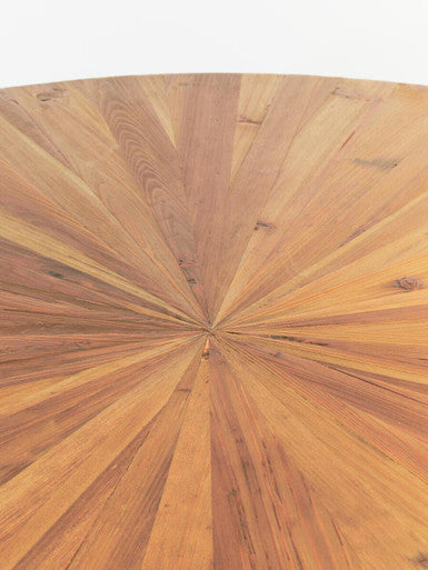Gold Aged Fir Wood Rustic Top Dining Table with Stainless Steel Tied Base, Jana - PN Home