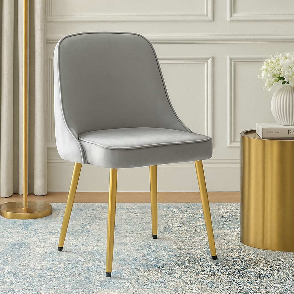 Demi Grey Velvet Dining Chair - PN Home