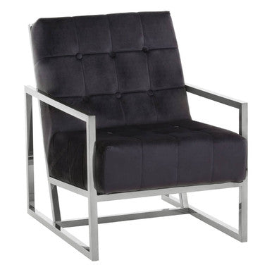 Hana Black Velvet Chair with Stainless Steel Frame - PN Home