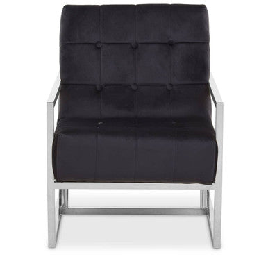 Hana Black Velvet Chair with Stainless Steel Frame - PN Home