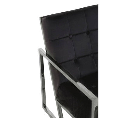 Hana Black Velvet Chair with Stainless Steel Frame - PN Home