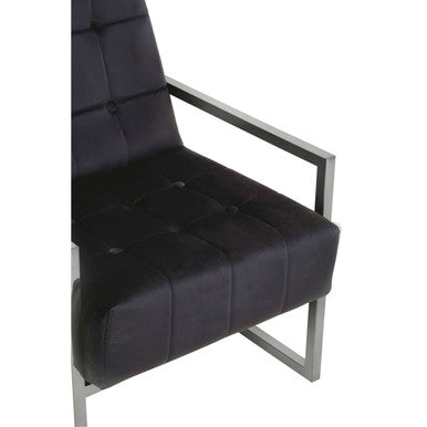 Hana Black Velvet Chair with Stainless Steel Frame - PN Home