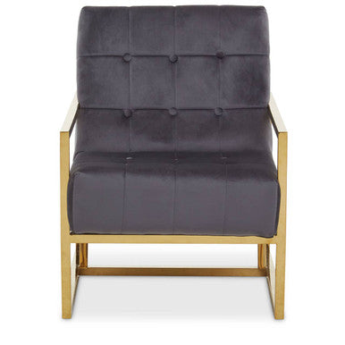 Hana Grey Velvet Chair With Gold Frame - PN Home