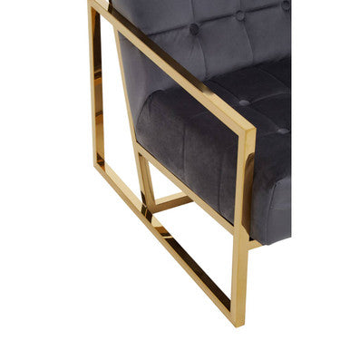 Hana Grey Velvet Chair With Gold Frame - PN Home