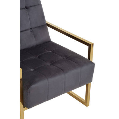 Hana Grey Velvet Chair With Gold Frame - PN Home