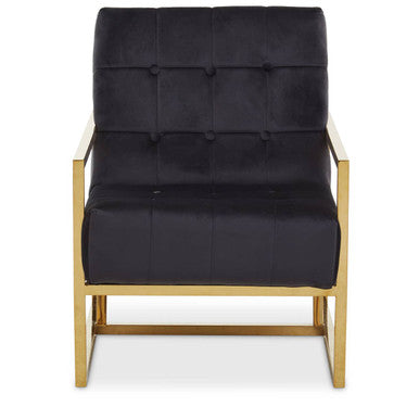 Hana Black Velvet Chair With Gold Frame - PN Home