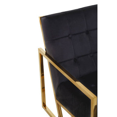 Hana Black Velvet Chair With Gold Frame - PN Home