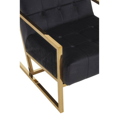 Hana Black Velvet Chair With Gold Frame - PN Home