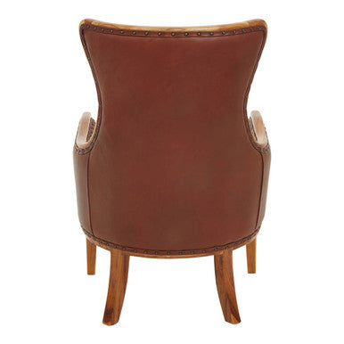 Kendari Brown Cow Leather and Teak Wood Frame Chair - PN Home