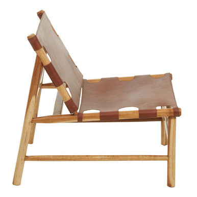 Kendari Antique Brown Leather Sling Chair - PN Home