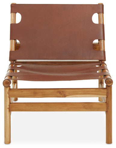 Kendari Antique Brown Leather Sling Chair - PN Home