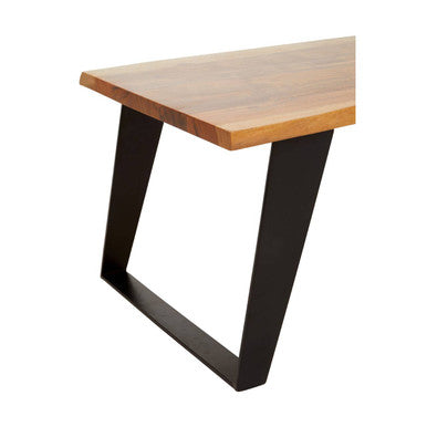 Live Edge Acacia Wood Top Coffee Table with Black Iron Legs, Surax - PN Home