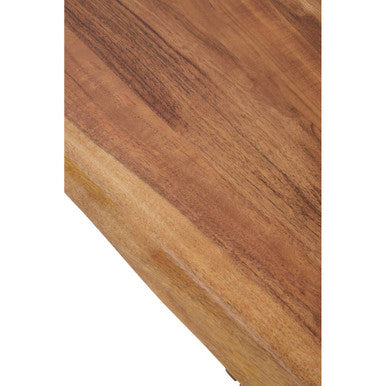 Live Edge Acacia Wood Top Coffee Table with Black Iron Legs, Surax - PN Home