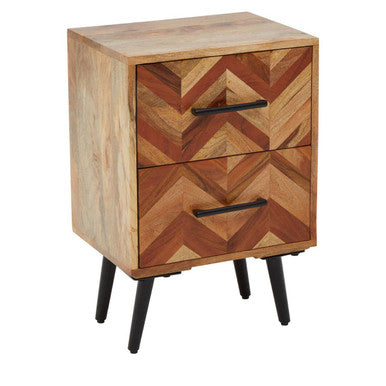 Boho Two Drawer Bedside Table In Mango Wood - PN Home