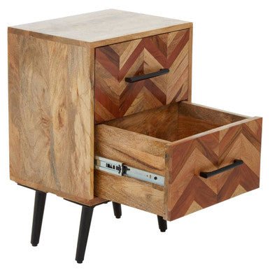 Boho Two Drawer Bedside Table In Mango Wood - PN Home