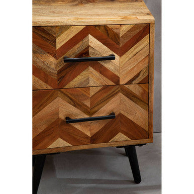 Boho Two Drawer Bedside Table In Mango Wood - PN Home
