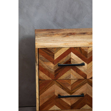 Boho Two Drawer Bedside Table In Mango Wood - PN Home