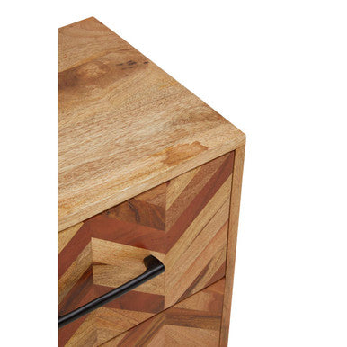 Boho Two Drawer Bedside Table In Mango Wood - PN Home