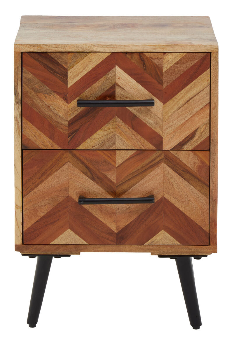 Boho Two Drawer Bedside Table In Mango Wood - PN Home