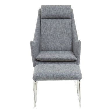 Azalea Grey Fabric Lounge Chair And Footstool Set - PN Home