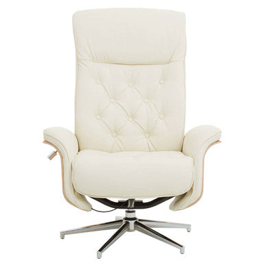 Warrington Ivory Leather Effect Recliner and Footstool Set