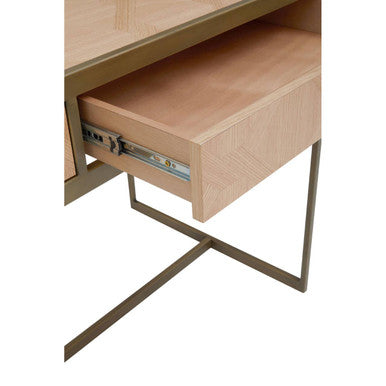 Grenoble Oak Veneer 2 Drawer Desk - PN Home