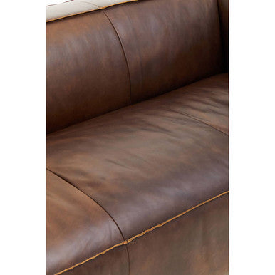 3 Seater Antique Brown Leather Sofa, King - PN Home