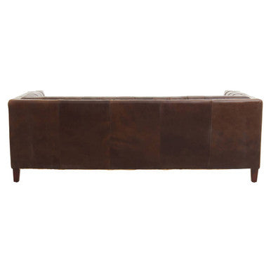 3 Seater Modern Chesterfield Dark Brown Leather Sofa, King - PN Home