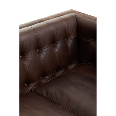 3 Seater Modern Chesterfield Dark Brown Leather Sofa, King - PN Home