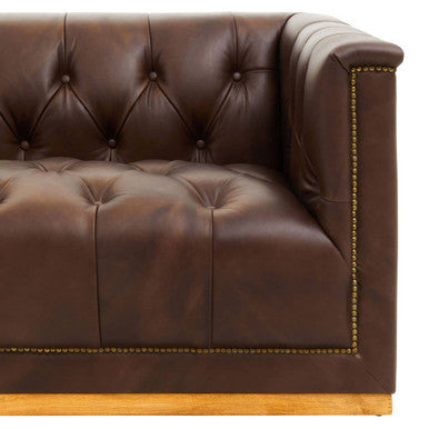 3 Seater Modern Chesterfield Dark Brown Leather Sofa, King - PN Home