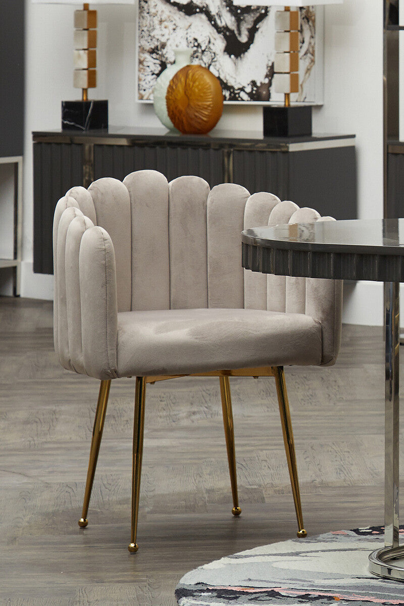 Bari Mink Velvet Scalloped Dining Chair - PN Home