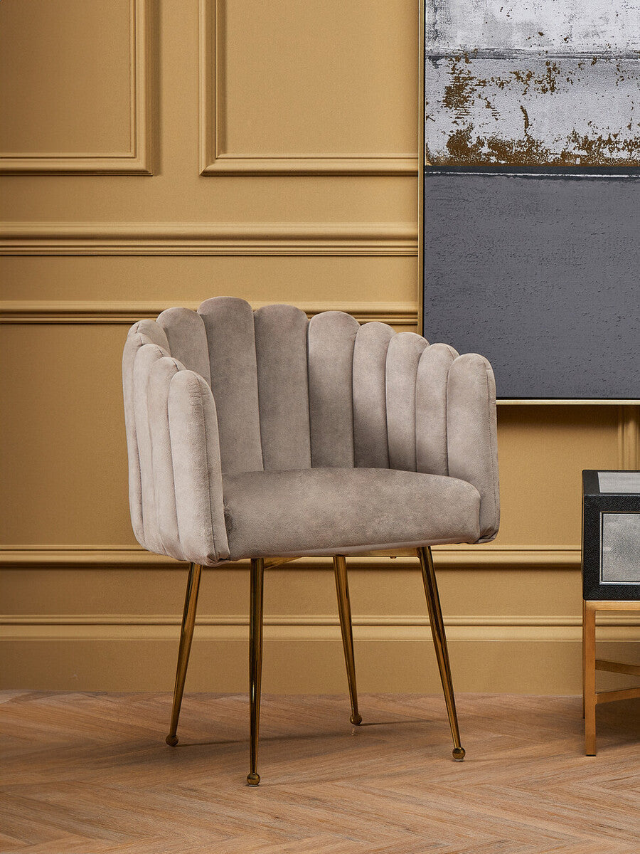 Bari Mink Velvet Scalloped Dining Chair - PN Home
